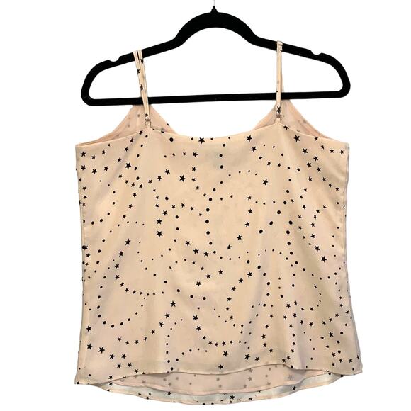 Ann Taylor Polka Dot Star Print Drapey Cami Women's Sz S Pale Pink Casual Glam - Picture 2 of 7